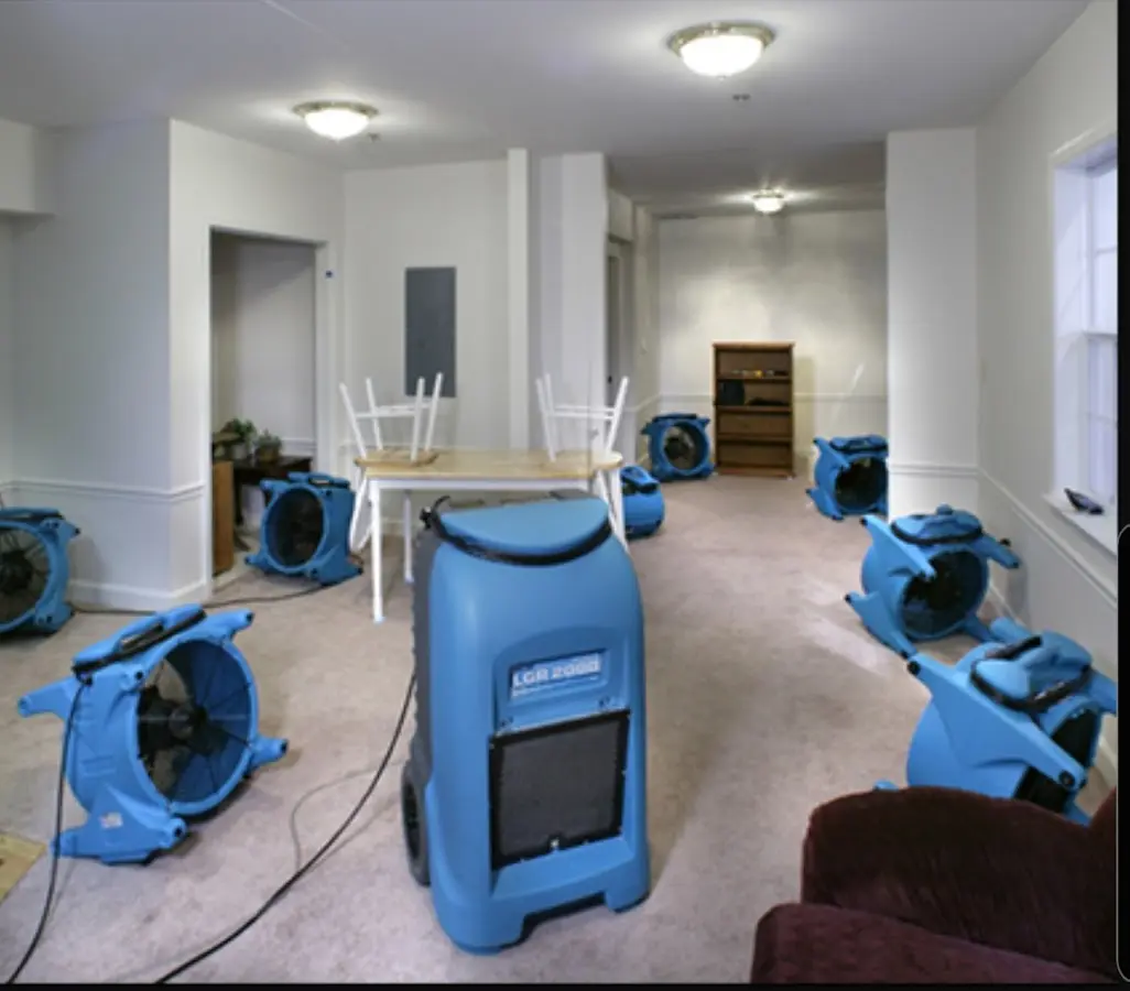 Air movers and dehumidifier setup for Water Extraction & Removal in Katy